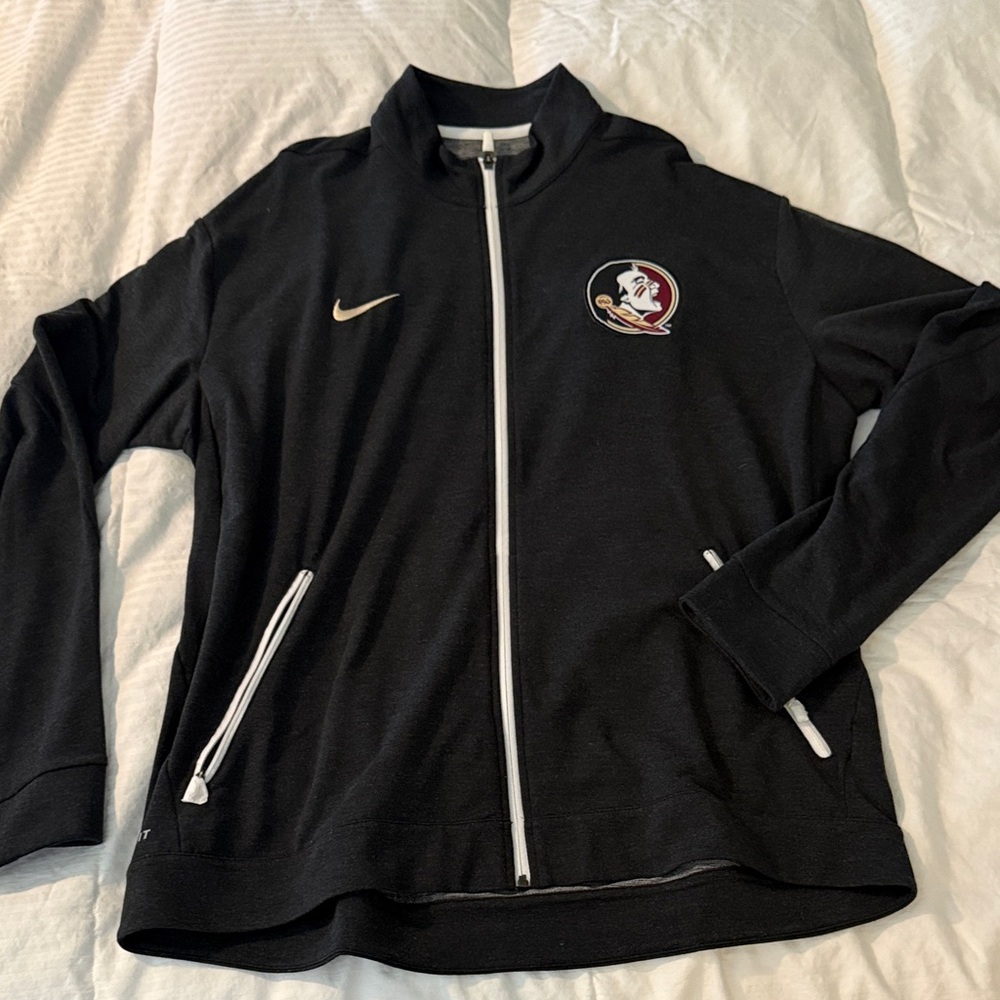 2xl Nike Dark Grey Dri-fit Zip-Up Jacket with Florida State Seminole logo